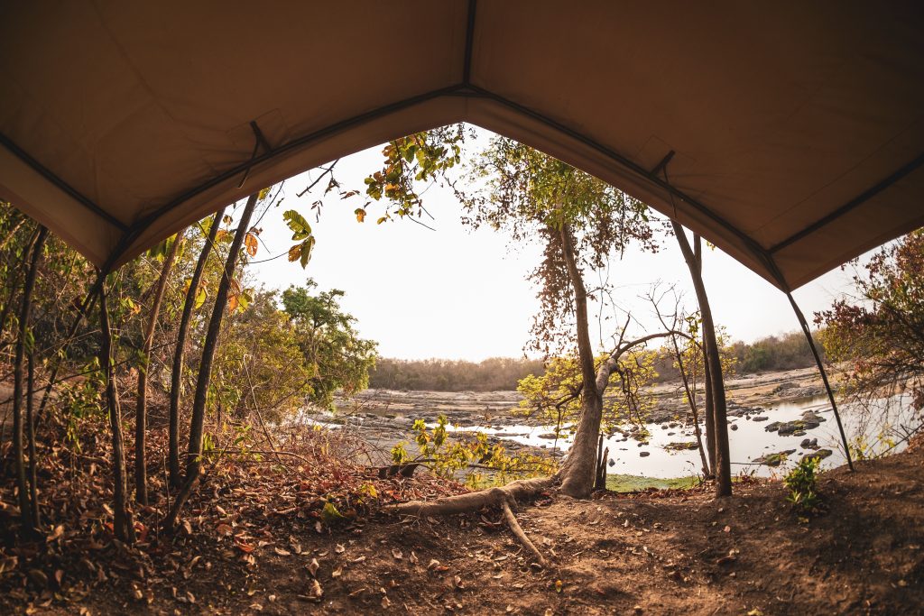 Camp ccommodation, with a private view of the Faro River