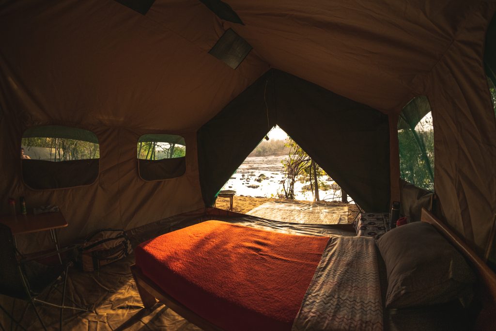 Camp accommodation with views of the Faro River