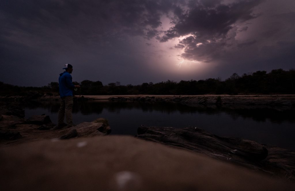 Listening to Sounds of the wilderness while nigh fly fishing
