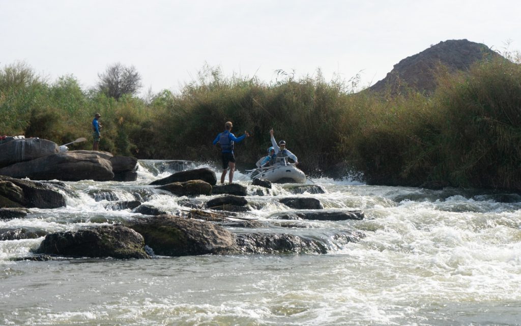 White water rafting. fly fish largemouth yellowfish